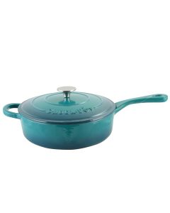 Crock Pot Artisan 3.5 Quart Enameled Cast Iron Deep Saut&eacute; Pan With Self Basting Lid in Teal Ombre