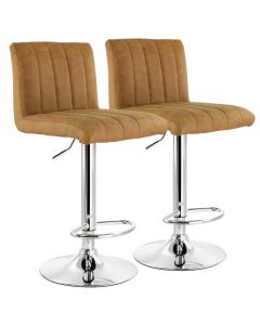 Elama 2 Piece Vintage Faux Leather Adjustable Bar Stool in Camel
