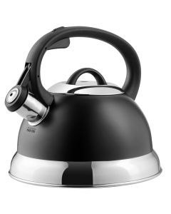 Mr. Coffee Flintshire 1.75 Quart Whistling Stovetop Tea Kettle in Black