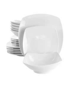 Elama Newman 18 Piece Square Porcelain Dinnerware Set in White