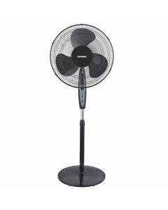 Optimus 16 in. Oscillating Stand Fan with Remote Control in Black