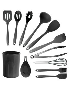 MegaChef Black Silicone Cooking Utensils, Set of 12